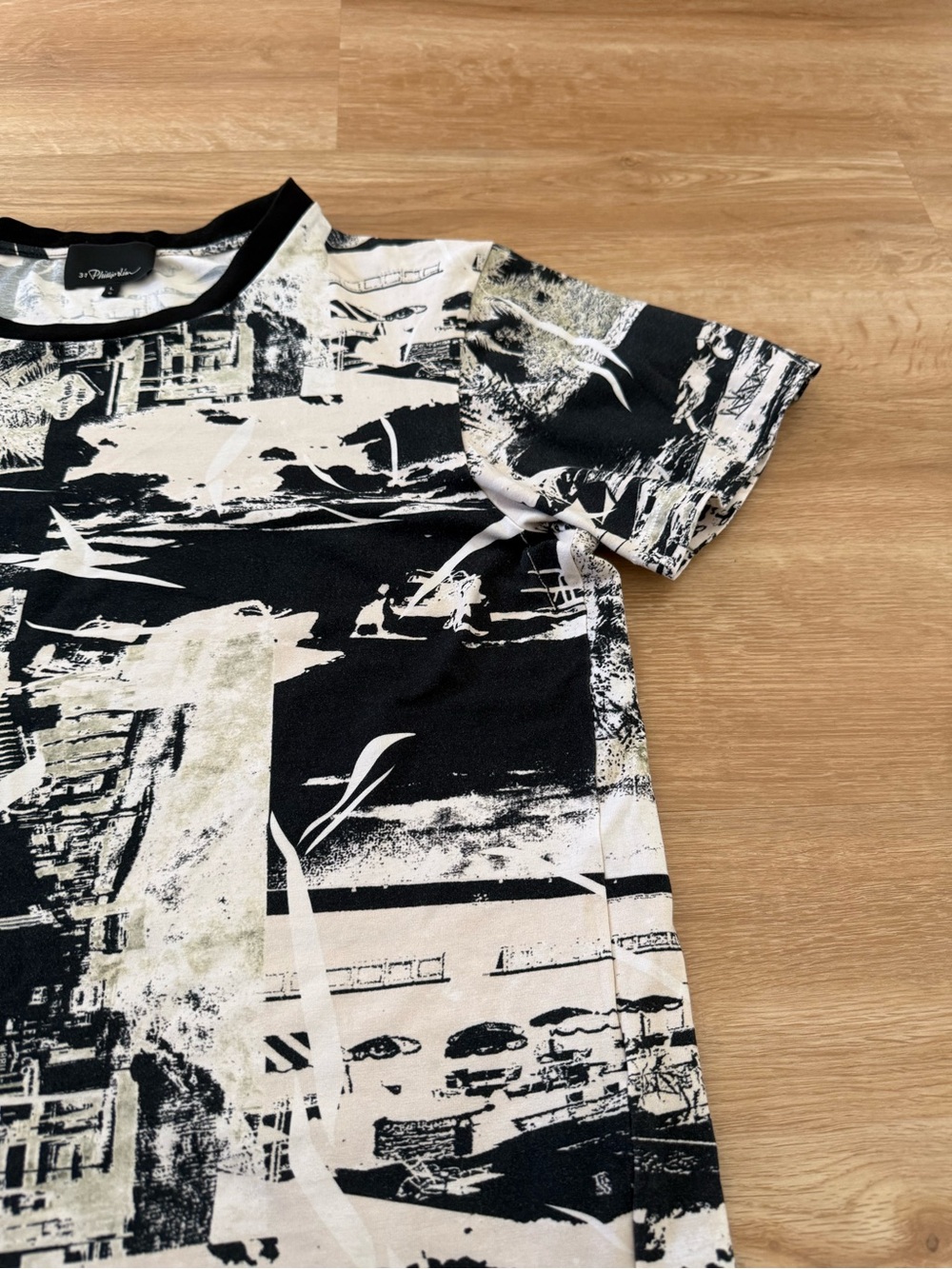 3.1 Phillip Lim Black and White Cityscape Graphic Tee - Picture 4 of 8